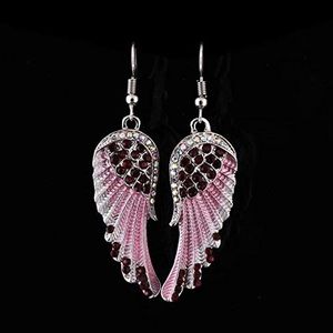 Gorgeous Crystal Encrusted Pink Angel Wing Earrings